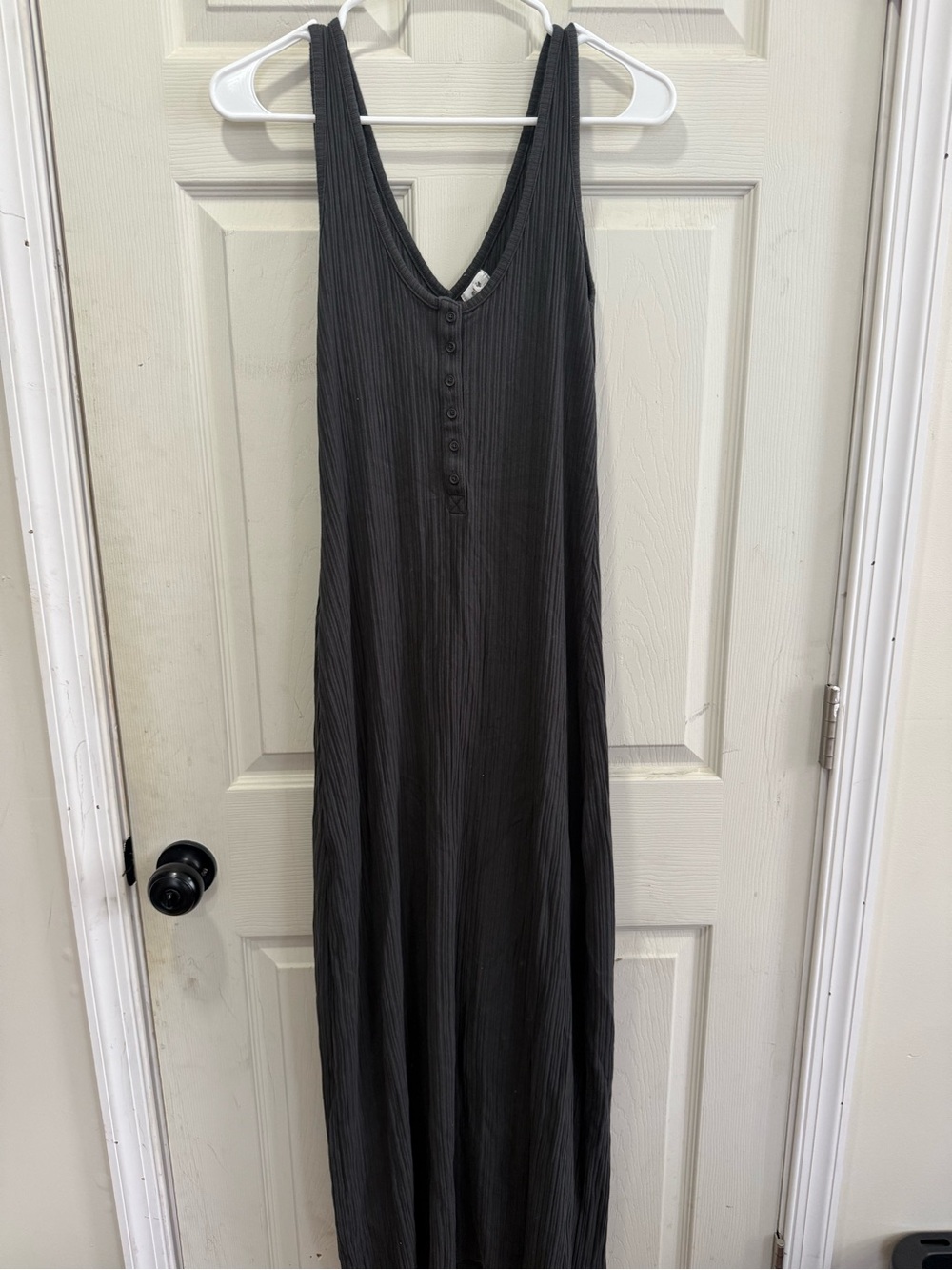 aerie Black Ribbed Maxi Tank Dress
